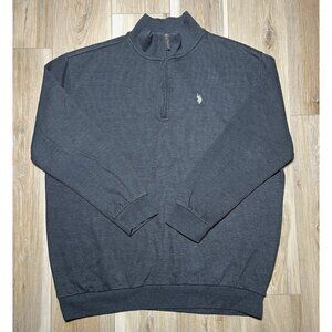 US Polo Assn Dark Gray 1/4 Zip Pullover Sweater - Men Size 2XLT